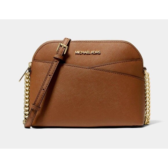 New Michael Kors Jet Set Travel Medium Dome Crossbody Saffiano Leather Luggage - Picture 1 of 3